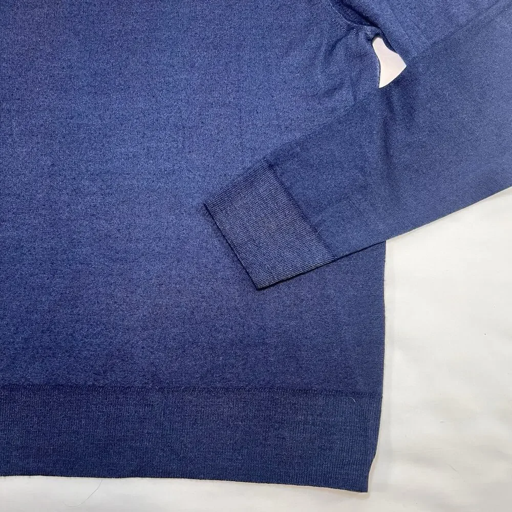 Allen Edmonds Sweater Mens Size XL Navy Blue V-Neck Fine Merino Wool Italy *READ